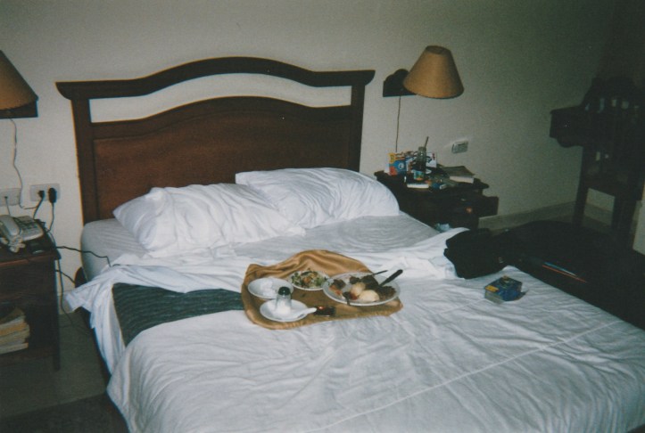 food on hotel bed