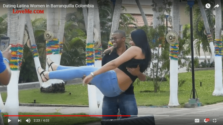 American man picking up Colombian woman