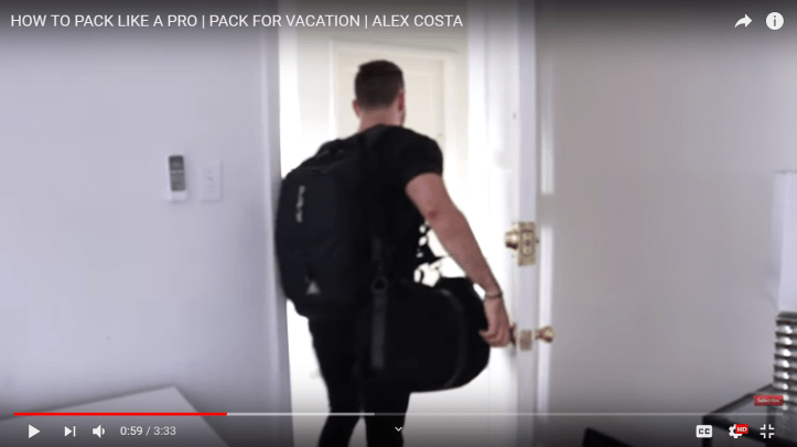 man packing and leaving for trip