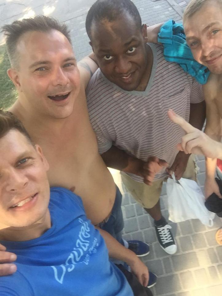 me with Denis, Sasha, and roommate