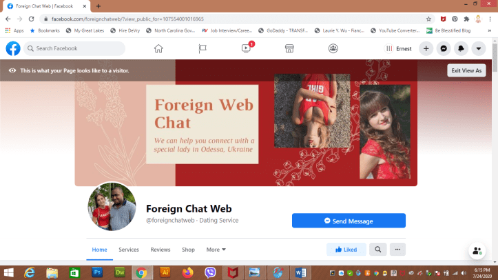 Facebook page based on visitor perspective