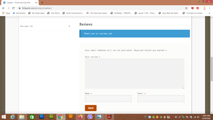 Review section of clip art webpage