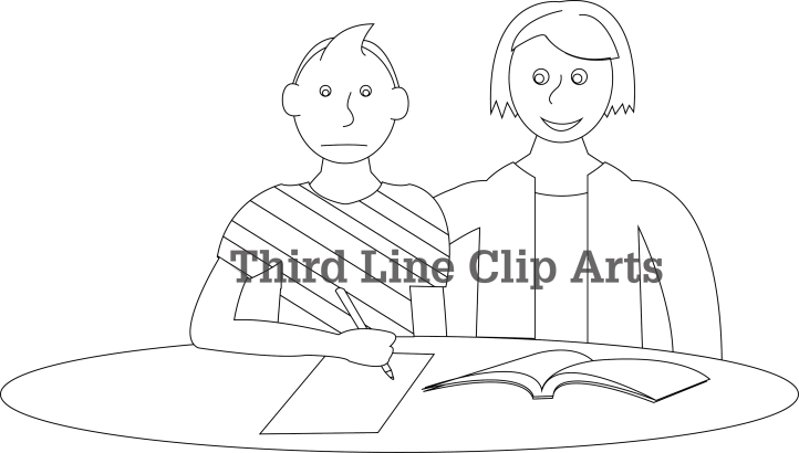 student and teacher bw